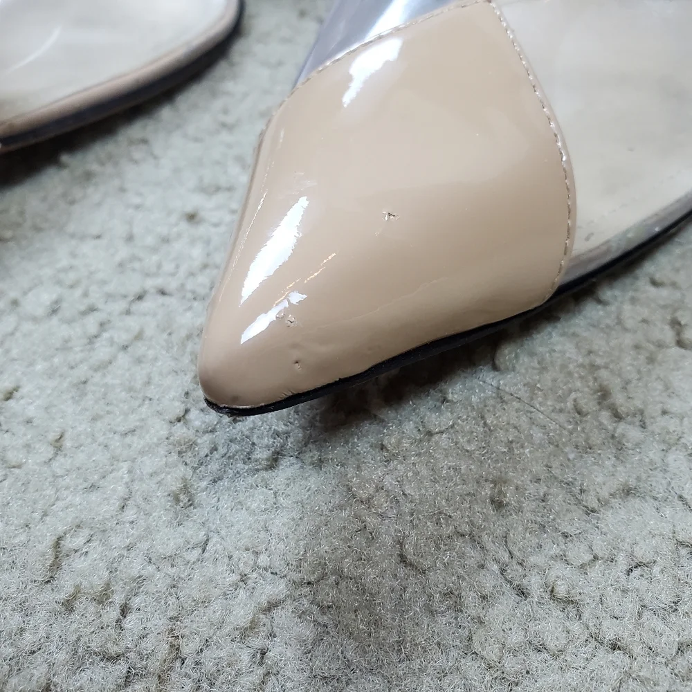 Schutz Eudora Pointed Toe Slingback Patent Leather & Vinyl Pump, 11, Cle…
